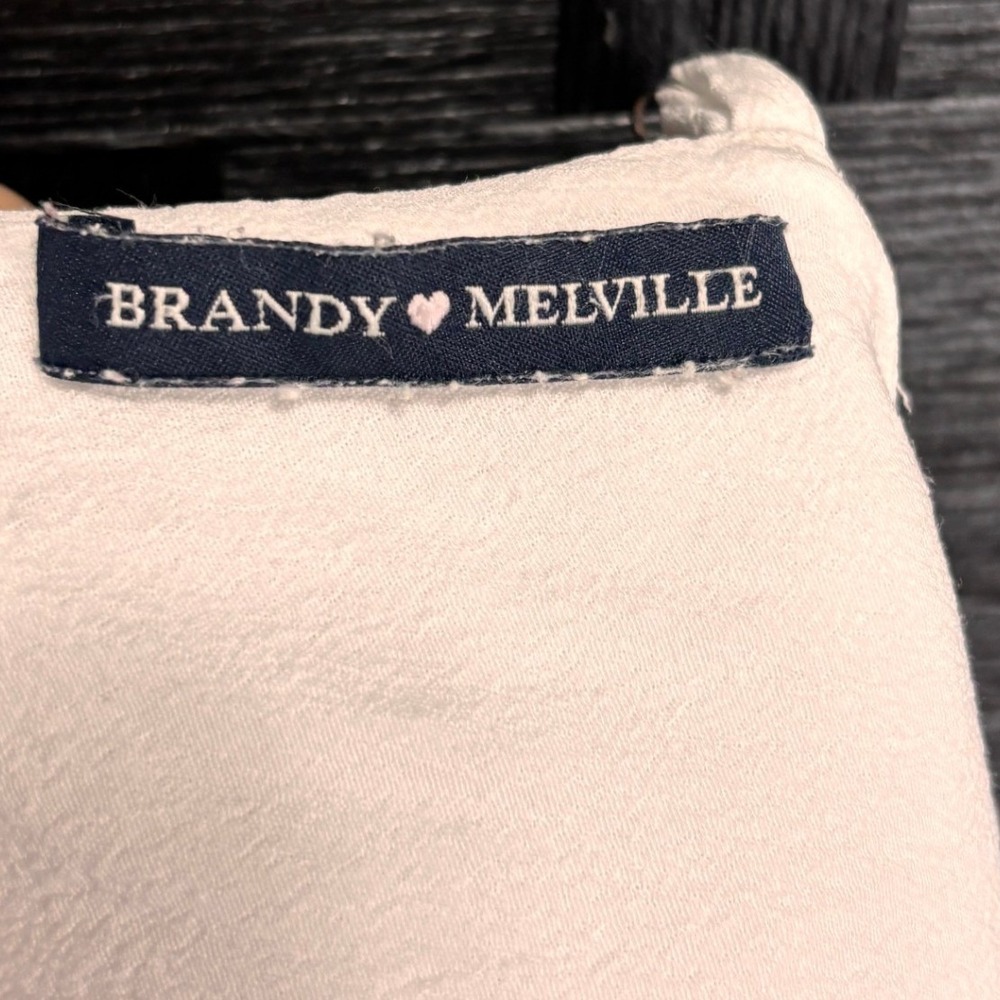 Brandy Melville Tank Top Womens One Size White Tie Back Cropped Boho Festival - Picture 6 of 7